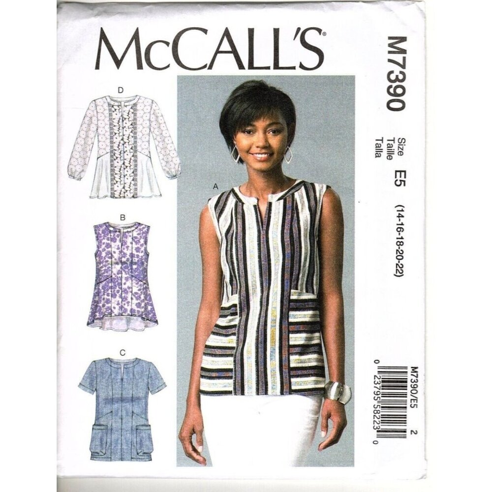 McCall's M7390 Misses 14 to 22 Tops and Tunics Uncut Sewing Pattern New